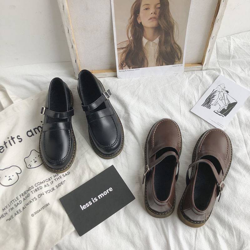 Giày ulzzang oxford da lỳ có dây vuông (sẵn - lẻ size )