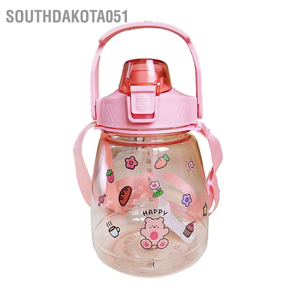 Bình nước lớn kèm dây đeo và sticker đáng yêu tiện lợi chống rò rỉ 1300ml Southdakota051
