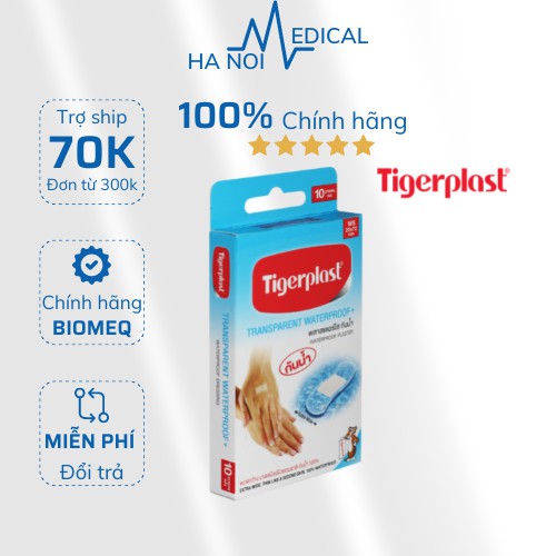 [HỘP 10 MIẾNG] BĂNG VẾT THƯƠNG CHỐNG NƯỚC TIGERPLAST WATERPROOF MÓNG NHẸ - KHÁNG KHUẨN