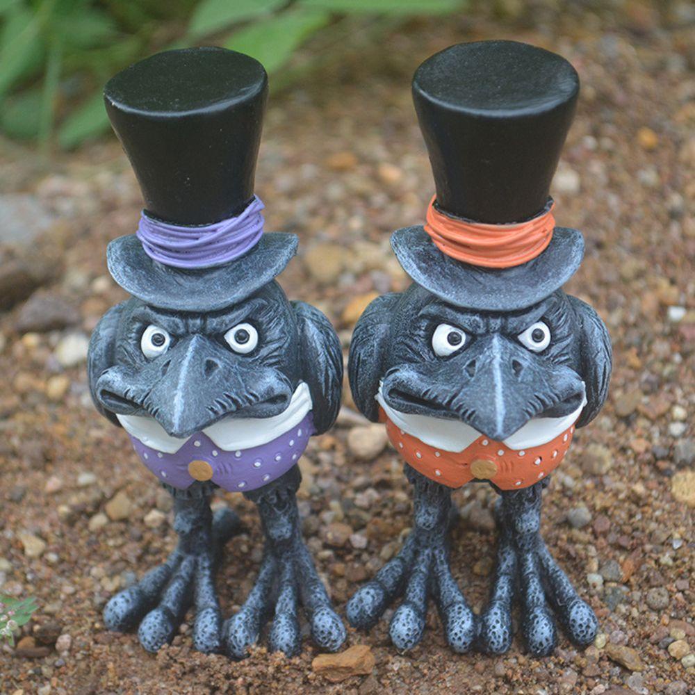 Mô Hình Tượng Chim Quạ Đứng Phong Cách Halloween Sáng Tạo