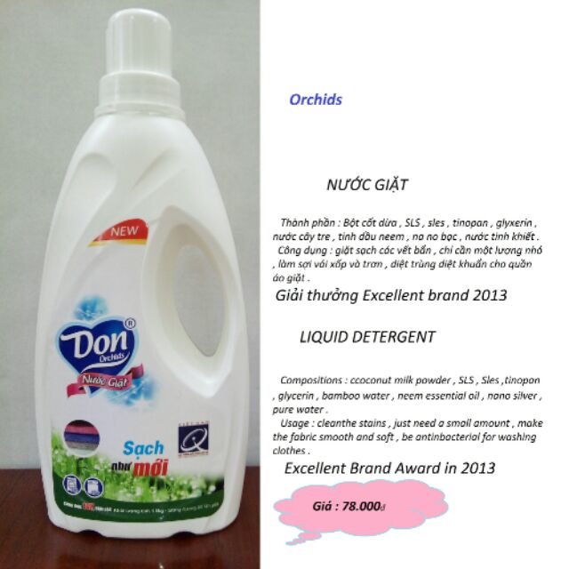 NƯỚC GIẶT - Don Orchid 1.8kg ( hương ngàn hoa )