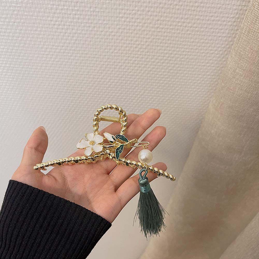 Kẹp Tóc Càng Cua Phối Tua Rua Phong Cách Hanfu Cổ Điển Thời Trang Cho Nữ