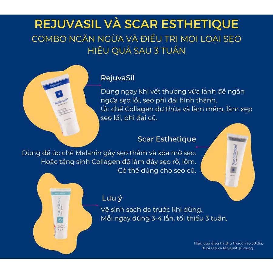 Gel ngăn ngừa sẹo và làm xẹp sẹo lồi, sẹo phì đại Rejuvaskin Rejuvasil 10ml-30ml