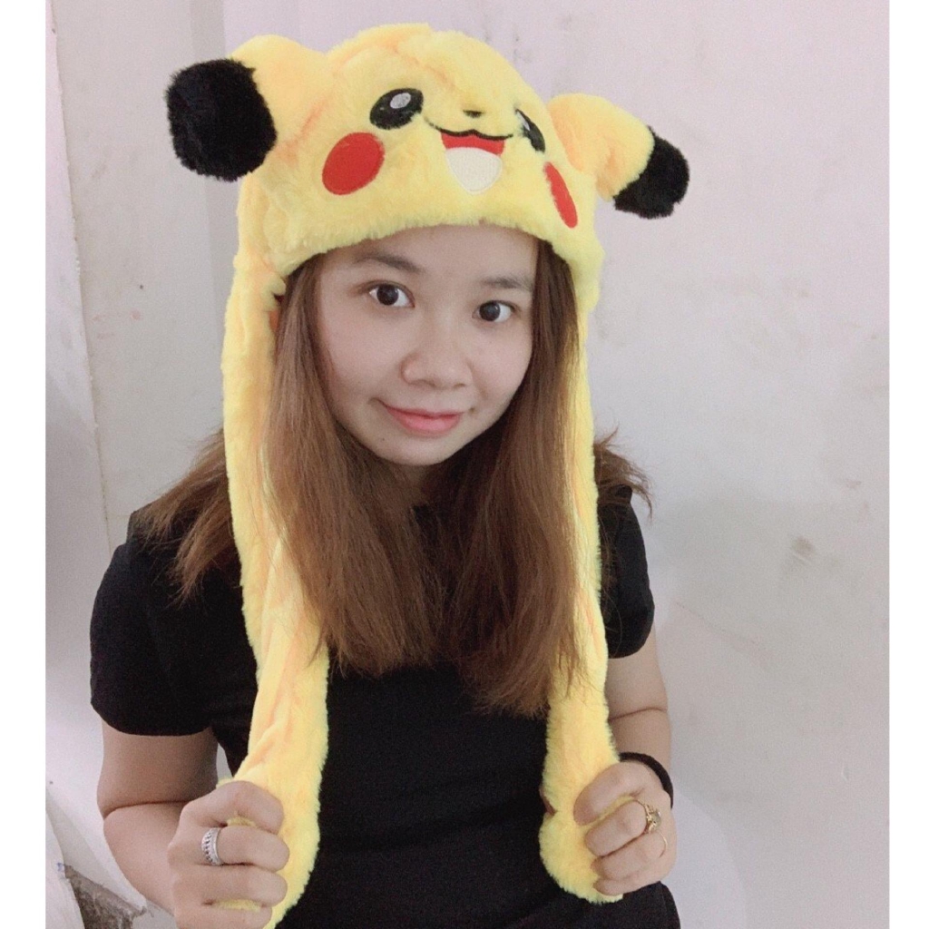 MŨ TAI THỎ GIẬT KPOP-NÓN TAI THỎ ĐIỀU KHIỂN-PIKACHU VÀNG