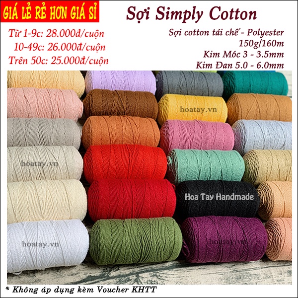 Sợi Simply Cotton dùng móc túi, mũ, thắt macrame