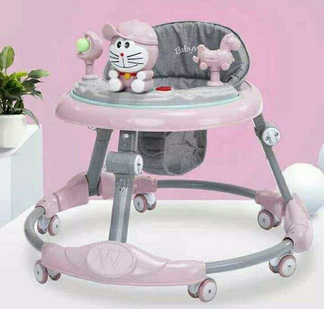 Xe tập đi cho bé có Tay đẩy - lót chân- Đèn - Nhạc - chỉnh cao thấp