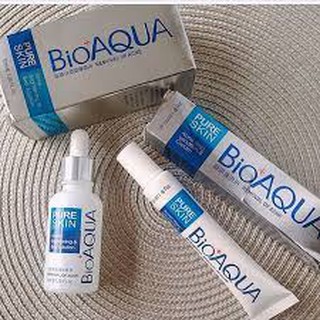(bộ đôi 1 serum+ kem)bộ đôi Kem ngăn ngừa Mụn Trứng Cá , Giảm Sẹo, Sưng Đỏ BIOAQUA Pure Skin
