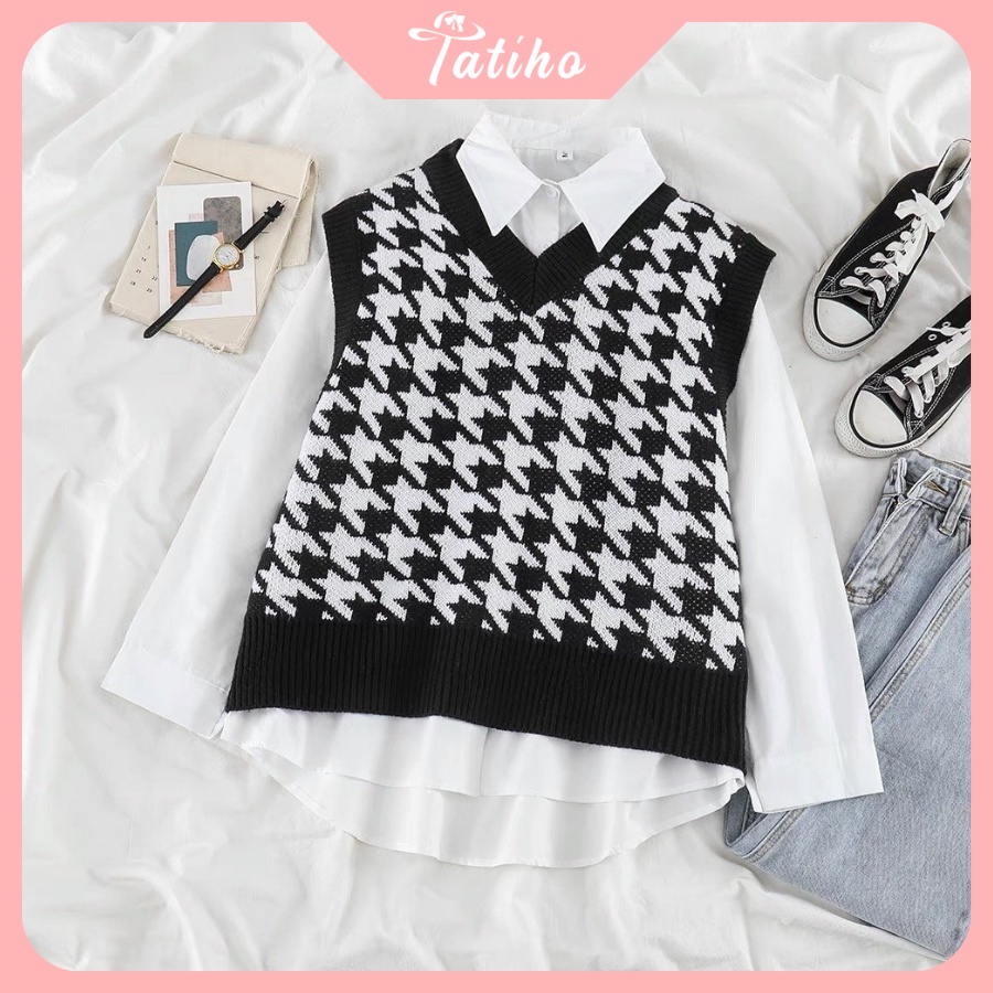 [Hàng Xịn, Giá Tốt] Áo Gile Len Trơn ( Áo Không Tay) Phong Cách Thời Trang Vintage Họa Tiết Caro Hottrend - Mã AK014