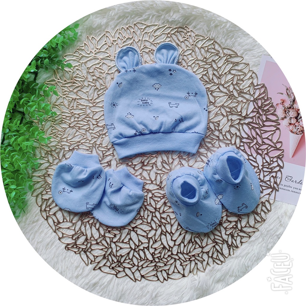 Set mũ bao tay cotton mềm mại cho bé ( nhiều mẫu)