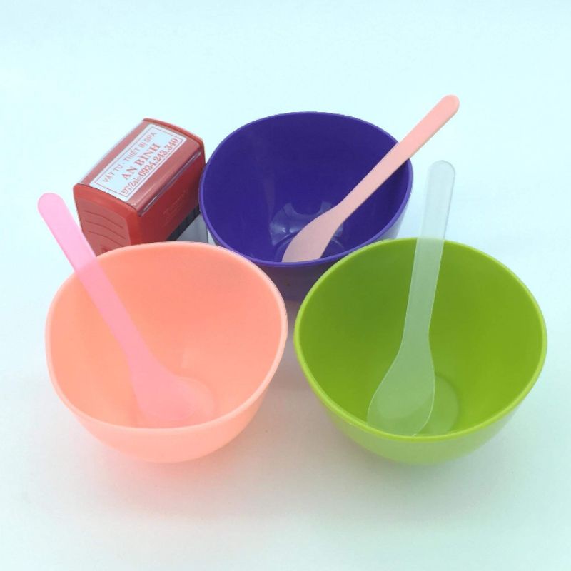 Combo Bát+Thìa Trộn Mặt Nạ Sillicon Cao Cấp - Chén Dẻo Trộn Mặt Nạ Loại To - Cọ Quét Nạ Peel Da Cao Cấp