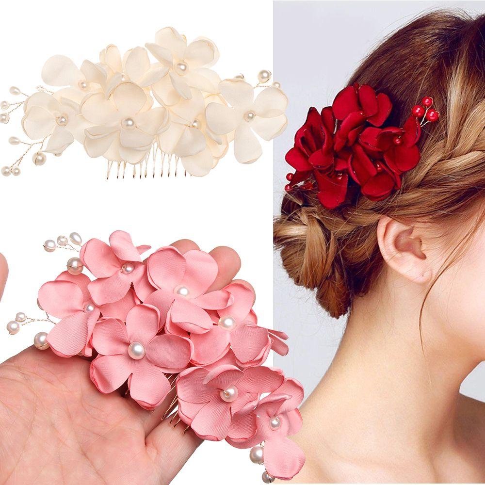 Lược Cài Tóc Cô Dâu Màu Đỏ / Hồng / Sâm Panh Lãng Mạn