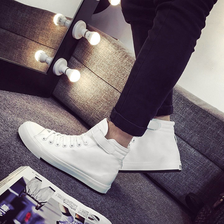 Giày sneaker cao cổ nam vải 2 màu Đen và Trắng | BigBuy360 - bigbuy360.vn