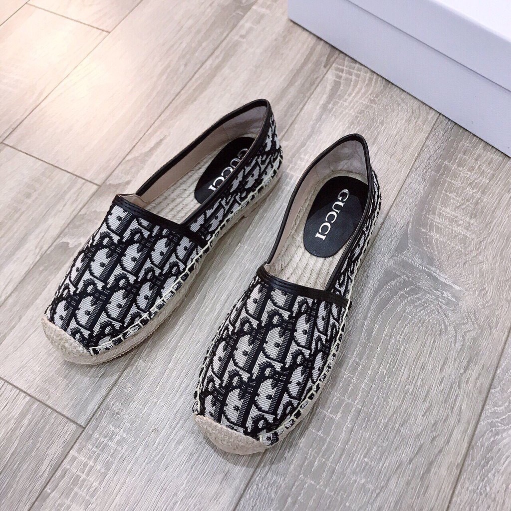 Giày slip on da pha ren viền cói hàng đẹp | BigBuy360 - bigbuy360.vn