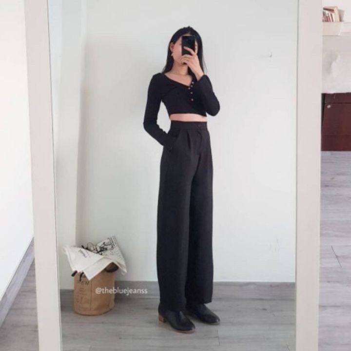 Quần ống rộng culottes xuông dài 100cm