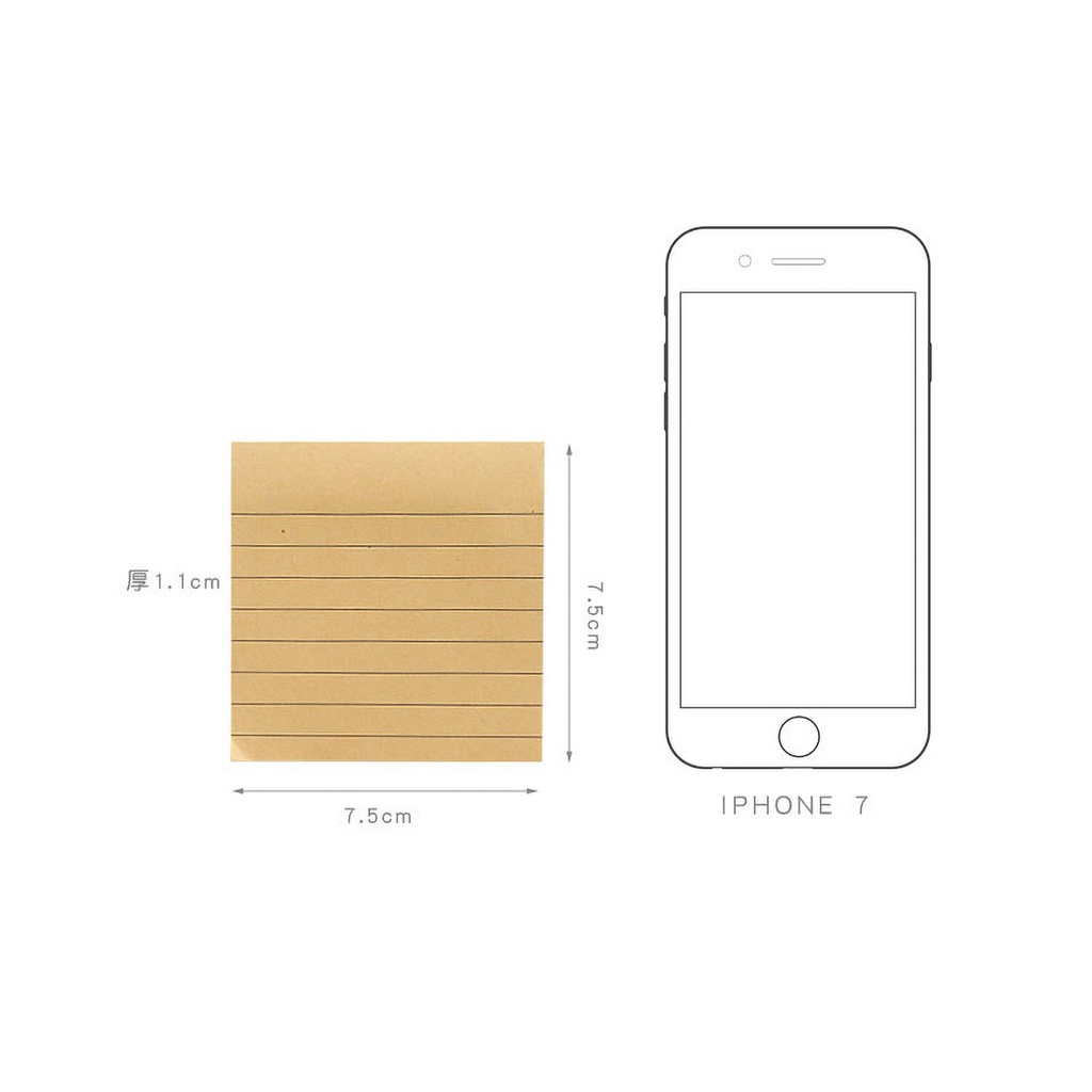 INS Đơn giản Kraft Ghi chú dính Ghi chú trắng trắng Lót lưới Ghi chú dính ghi chú 80 Tờ ghi nhớ Đồ dùng học tập cố định Bài ghi chú dính