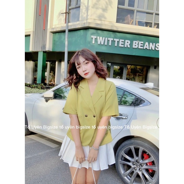 (T.U Bigsize 50-80kg) Áo Blazer Dáng Ngắn Cộc Tay Vạt Cong 1 Lớp #43