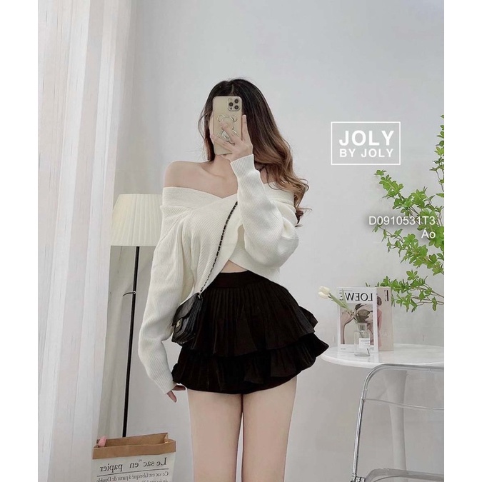 Áo len vạt đắp chéo cổ tim tay dài hàng QC