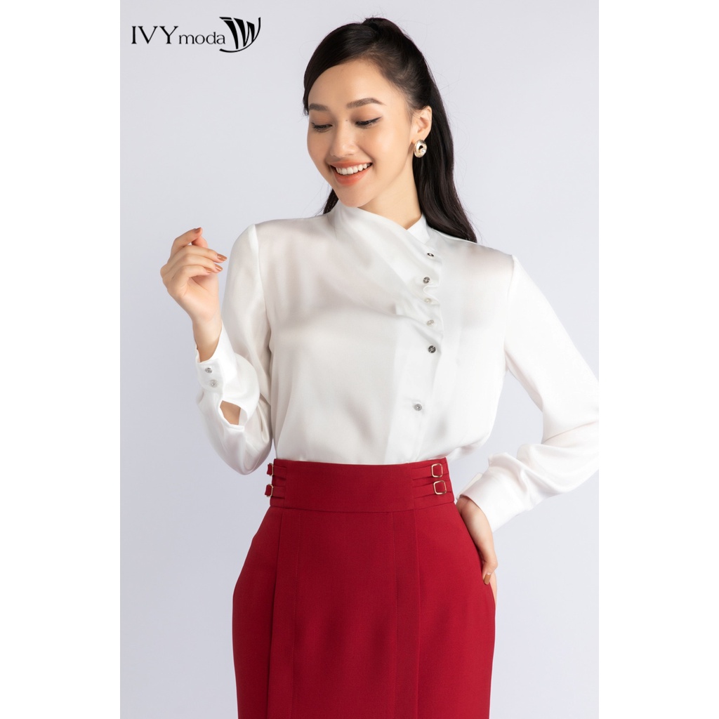 Áo sơ mi nữ khuy cách điệu IVY moda MS 17M7036