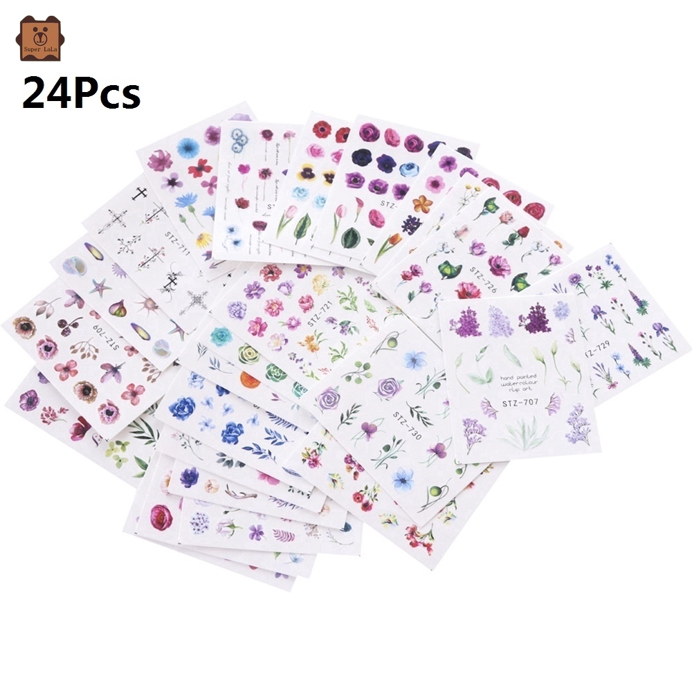 Set 24 miếng dán trang trí móng nghệ thuật chống thấm nước