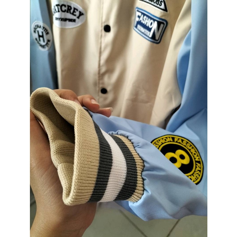 Áo khoác bóng chày form rộng FASHION vải dù 2 lớp thêu LOGO UNISEX  nam nữ
