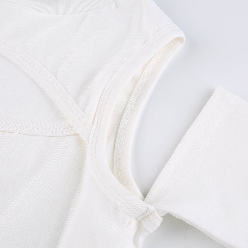 Áo bodysuit dài tay cắt hở ngực, vai quyến rũ thể thao Châu Âu, áo tập nhảy sexy dance, gym đen trắng | BigBuy360 - bigbuy360.vn