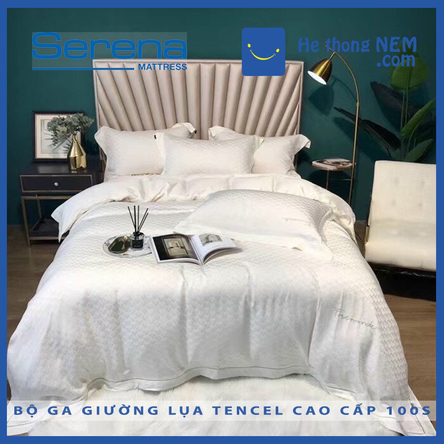 Bộ Drap Trải Giường Cao Cấp Tencel Lụa 100S SERENA Bộ Chăn Ga Gối Trần Bông – Hệ Thống Nệm