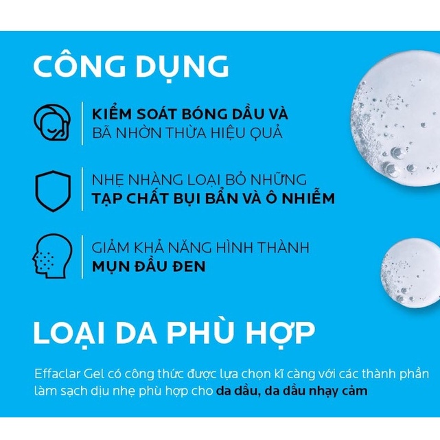 Sữa Rửa Mặt La Roche Posay Cho Da Dầu Mụn Effaclar Purifying Foaming Gel 200ml & 400ml