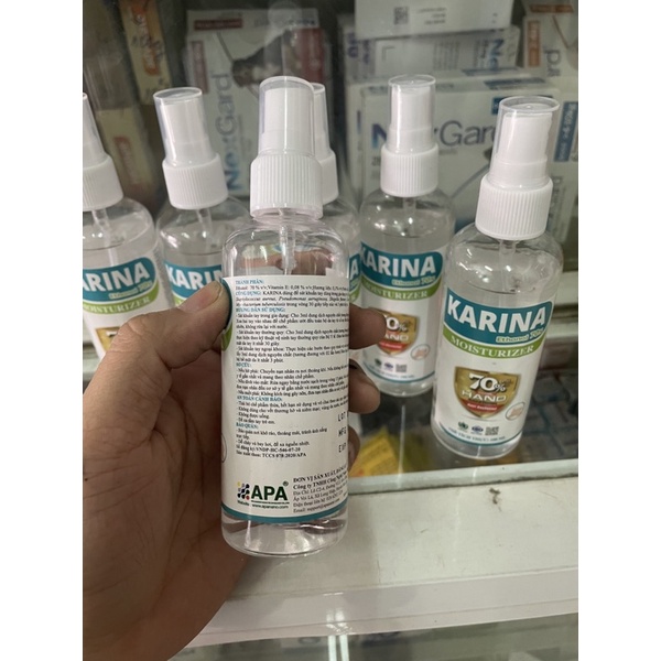 Karina Rửa tay cồn sát khuẩn 70 độ dạng xịt- chai 100ml | BigBuy360 - bigbuy360.vn