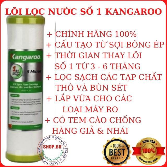 Lõi Lọc Nước Số 1 Kangaroo Hàng Chính Hãng Siêu Bền Giá Rẻ Thay Cho Tất Cả Các Loại Máy Lọc Nước RO Trên Thị Trường Nhé!