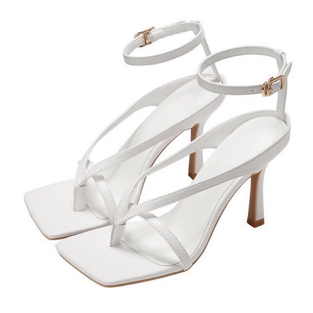 Giày Sandal cao gót mũi vuông quai V kẹp ngón cao 7p - v3