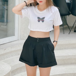 [Hình Thật] Quần Short Ngắn 2 Nút - Màu Đen 🎀 Basic Short 🎀 - bynhien.boutique