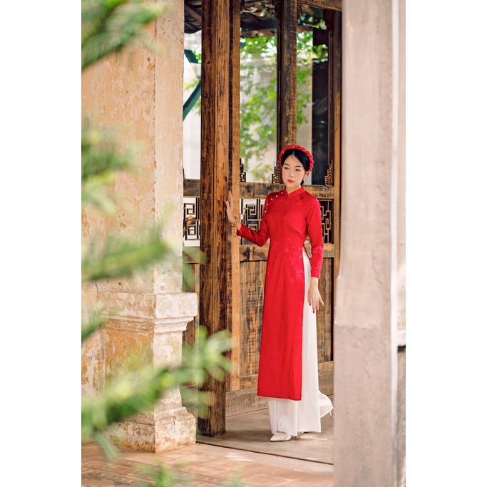 Sumire Store Áo dài Truyền thống Gấm Khuê Gia - Đỏ