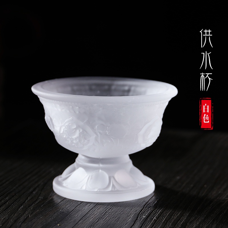 ✷┅❉Phật giáo Phẩm Thủy Liuli hoa sen cao tám kiết tường bảy lễ cúng dường chén nước thánh bình đựng đèn bơ tám bát cấp nước màu trắng