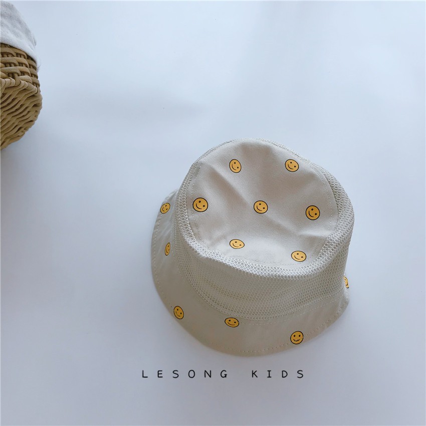 Mũ Bucket Thêu Hình Mặt Cười Dễ Thương Thời Trang Cho Bé