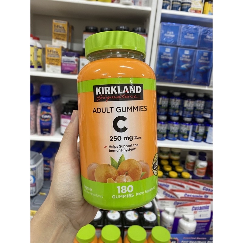 Kẹo dẻo bổ sung Vitamin C Kirkland Adult Gummies C 250mg hộp 180 viên của Mỹ - Tăng sức đề kháng, chống oxy hóa