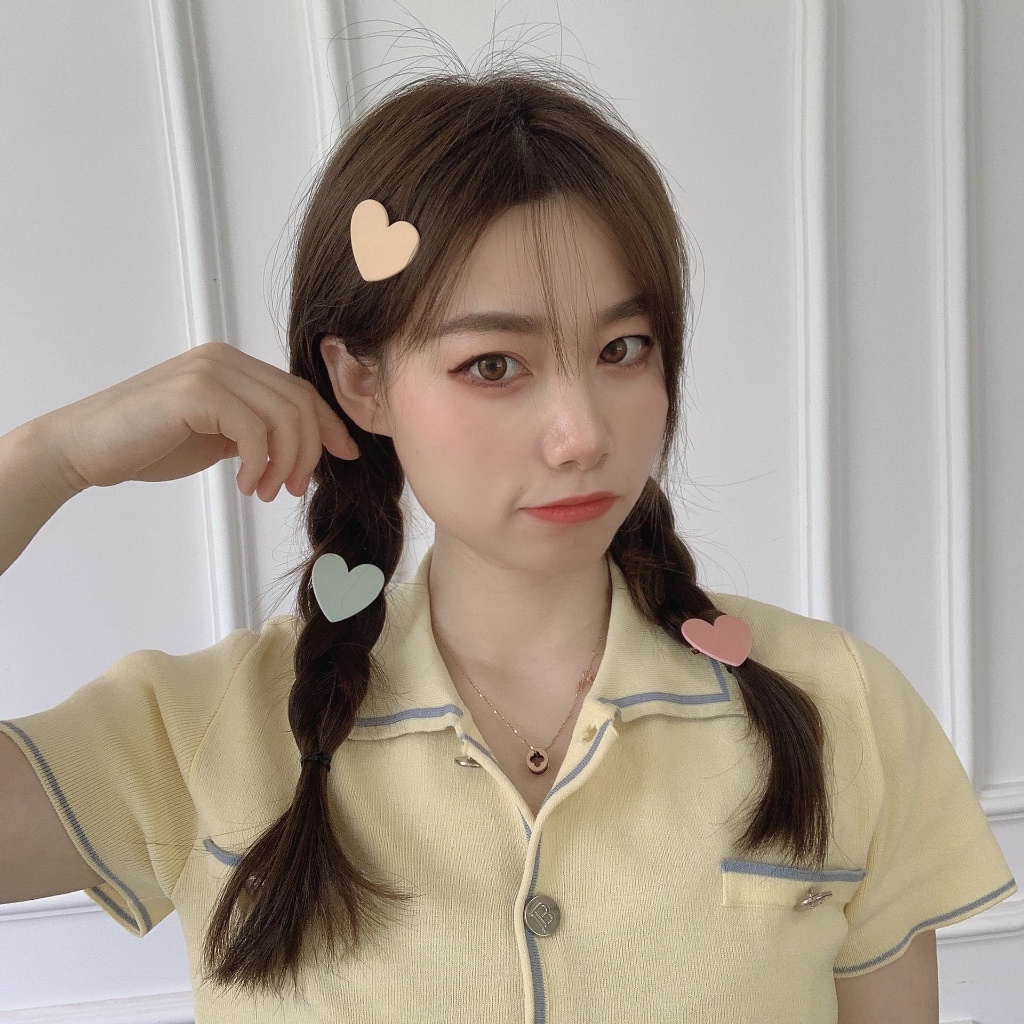 Kẹp tóc họa tiết trái tim dễ thương phong cách Hàn Quốc thời trang mùa hè cho bé gái