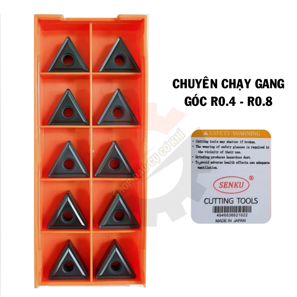 Mảnh chíp tiện TN16 góc R04 - R08 cao cấp Nhật Bản chạy gang, sắt thép, inox, nhôm gỗ nhựa, tinh bóng