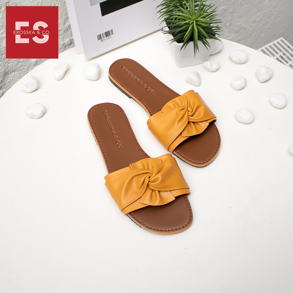 Erosska - Dép đi biển thời trang Erosska 2022 phối nơ xoắn chéo_ DE032