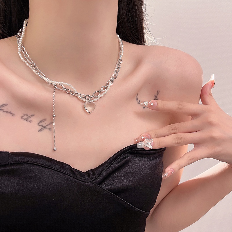 Vòng cổ Đính Ngọc Trai Sang Trọng Phong Cách Harajuku