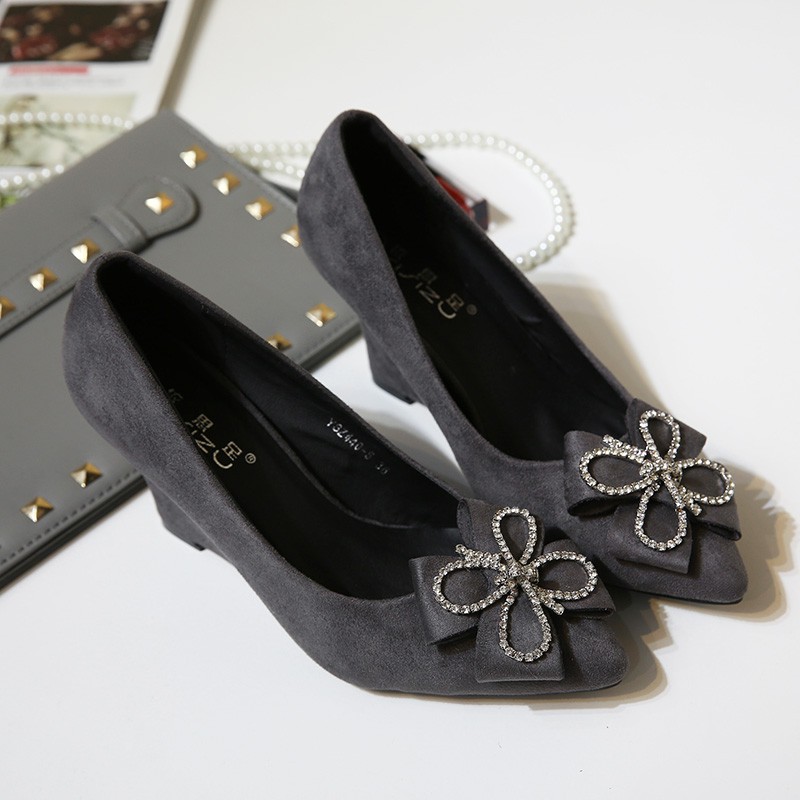 Giày đế xuồng nơ đá bền đẹp êm chân gót 5p và 8p size 33/40   100920