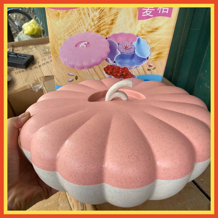 Khay mứt hình quả bí ngô💖FREESHIP💖Hộp đựng mứt, bánh kẹo có từng ngăn rời hình quả bí ngô