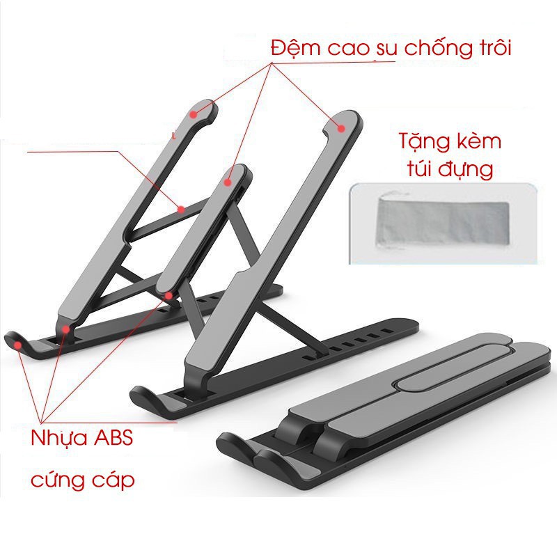 Chân Đế Nâng Laptop Kệ Đỡ Ipad Nhựa ABS Giá Đỡ Tản Nhiệt Laptop Có Thể Gấp Gọn Điều Chỉnh Độ Cao