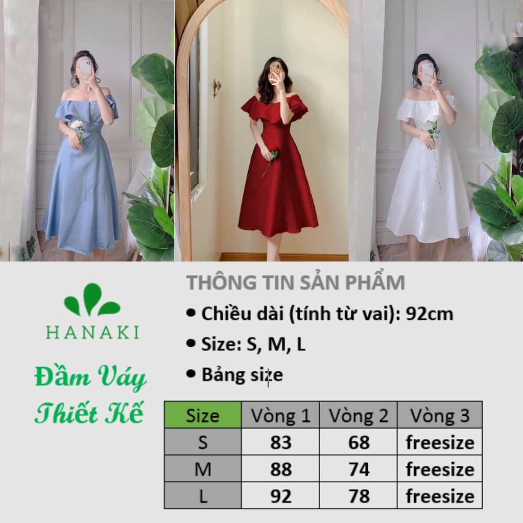Đầm Thiết Kế Đầm Dự Tiệc Trễ Vai Phối Bèo Xinh Lung Linh Hanaki HNK1017 | BigBuy360 - bigbuy360.vn