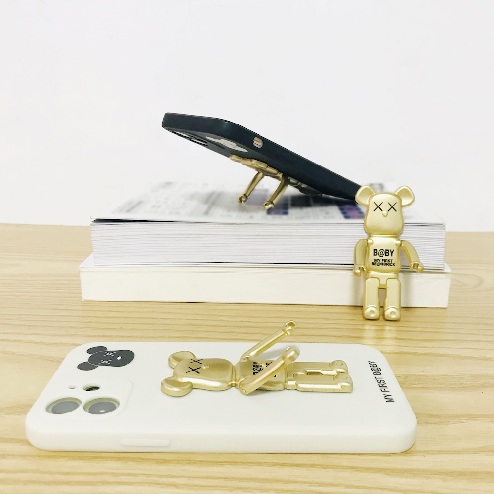 Ốp iphone - Ốp lưng iphone cạnh vuông bảo vệ camera gắn giá đỡ baby bear dành cho ip 6 đến 14promax - b501