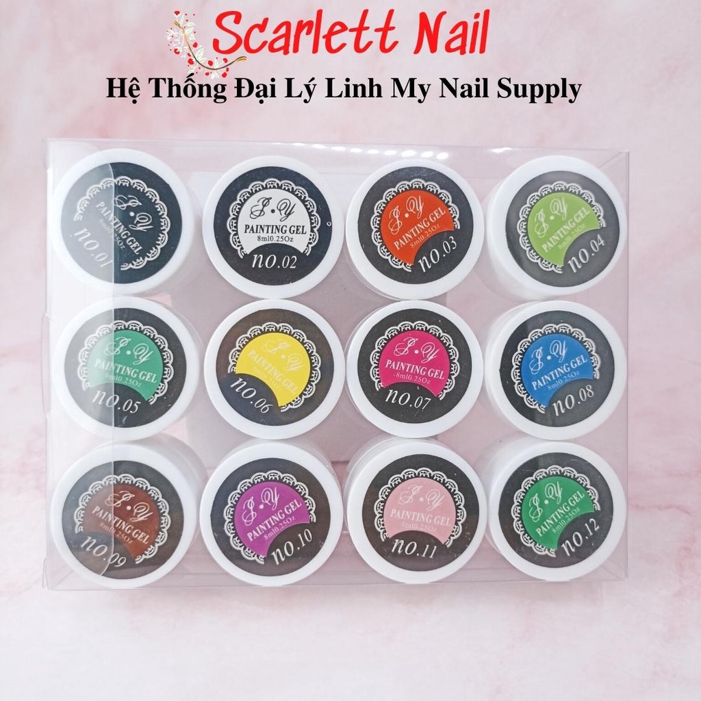 Set 12 Màu Gel Vẽ Loang - Trang Trí Móng Không Vón Cục