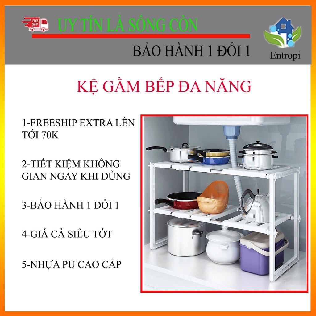 Kệ để đồ nhà bếp , Kệ gầm bếp 2 tầng đa năng tiện dụng tiết kiệm không gian nhà bếp