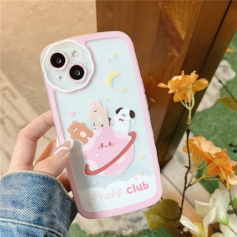 Ốp lưng iphone Ốp Điện Thoại Silicon Hình Hoa/Hành Tinh Có Vòng Bảo Vệ Lens Cho iPhone 13 14proPromax 8P X XR Xs Promax Dinuo case