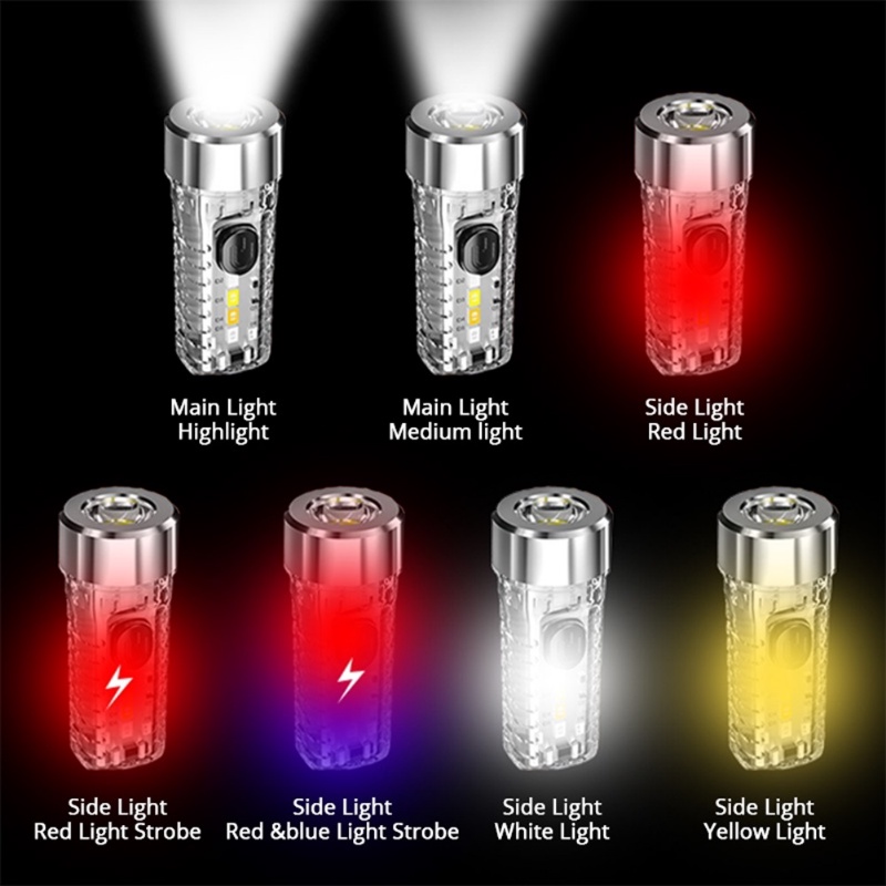 Móc Khóa Đèn Pin LED Mini Đa Năng Có Thể Sạc Lại Tiện Dụng