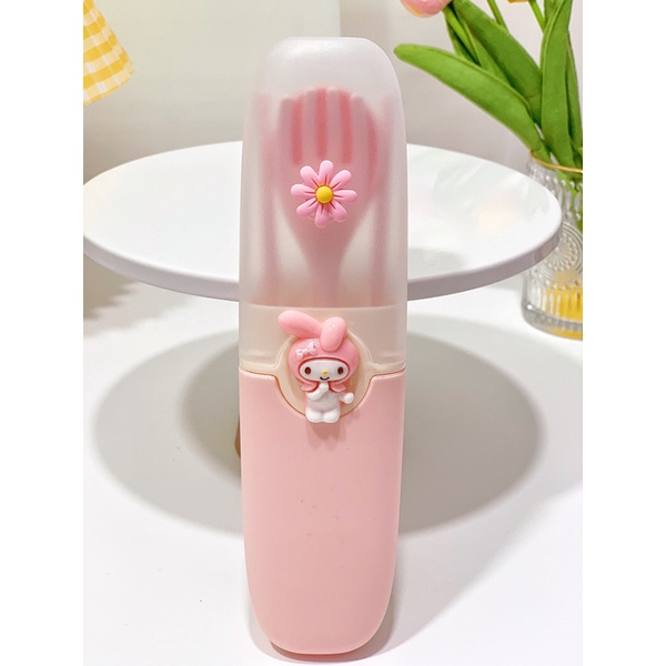Bộ Hộp 3 Món Đũa, Thìa , Dĩa  Bằng Nhựa Hello Kitty