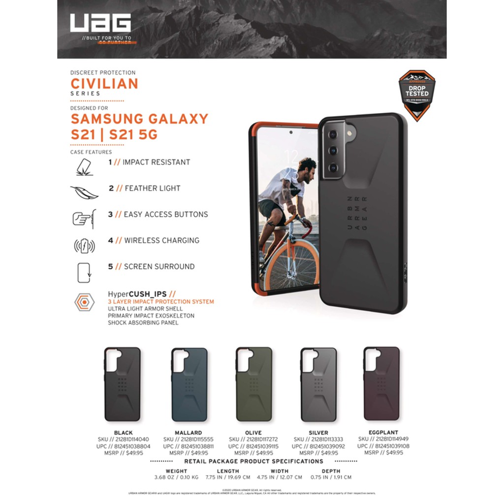 Ốp lưng UAG Civilian cho Samsung Galaxy S21/S21 5G [6.2-inch]